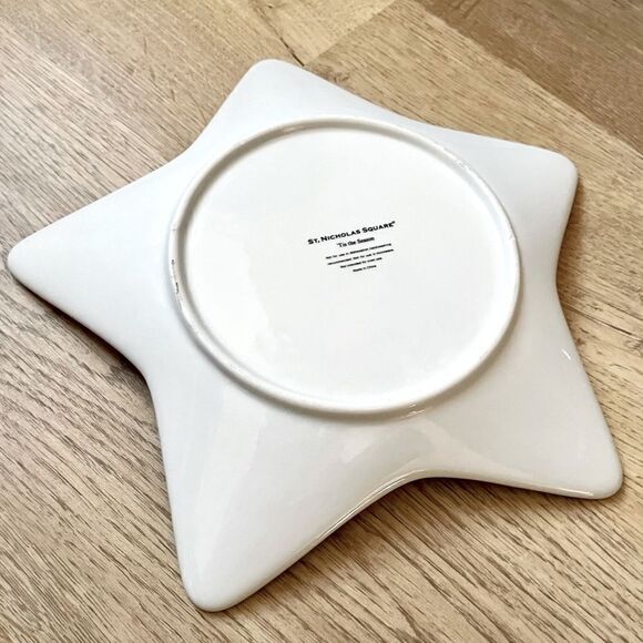 St.Nicholas Square Tis the Season Star Plate Platinum Rim White Porcelain - Picture 10 of 13